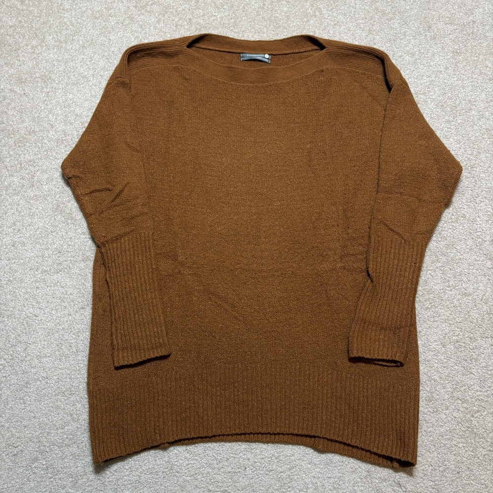 By Anthropologie Sweater Womens Small Brown‎ Merino Wool Blend Tunic Boat Neck